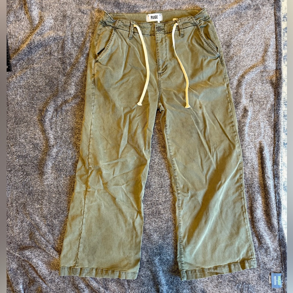 PAIGE Women's Olive Wide Leg Pants
